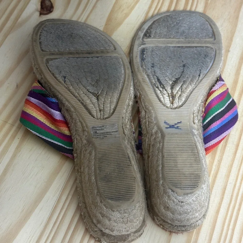 Cliffs by White Mountain Striped Espadrille Wedge Flip Flop Sandals Women's 11M